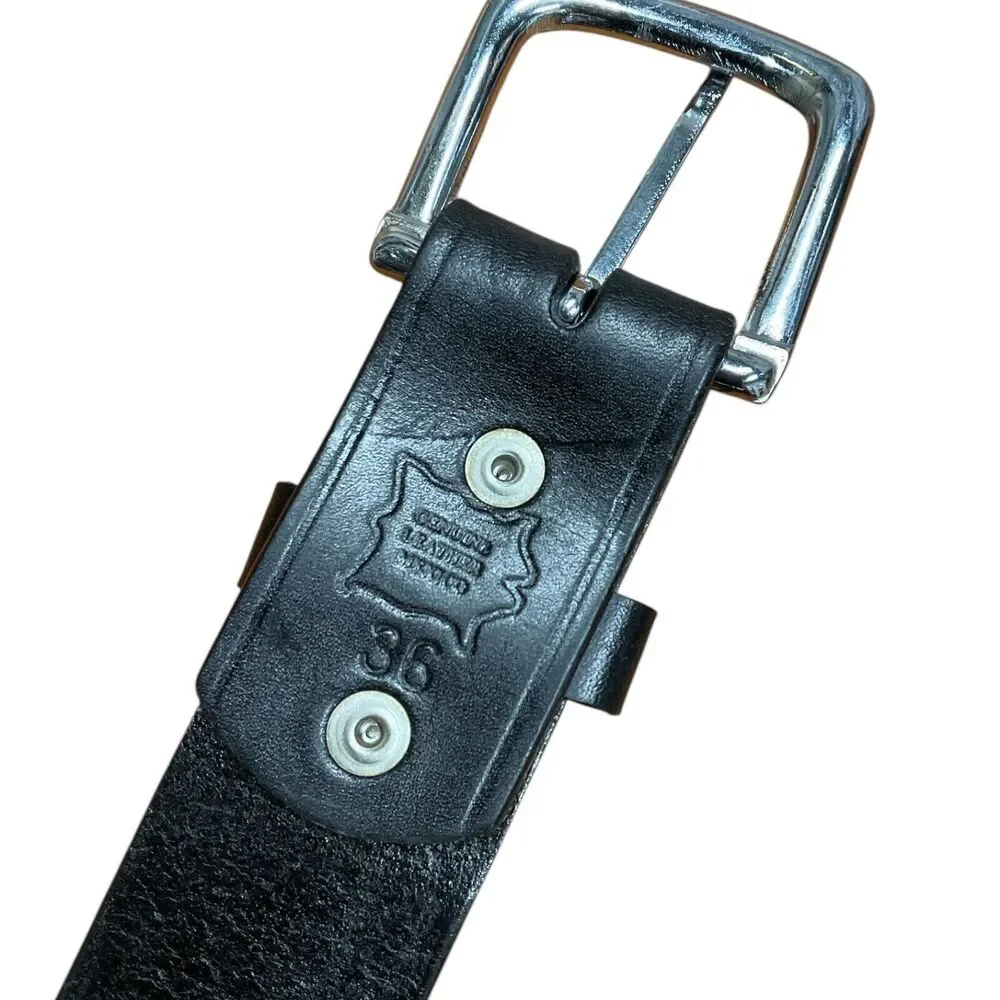 Black Leather‎ Mens 36 Western Belt Tan Brown Stitching Southwest Rodeo Cowboy